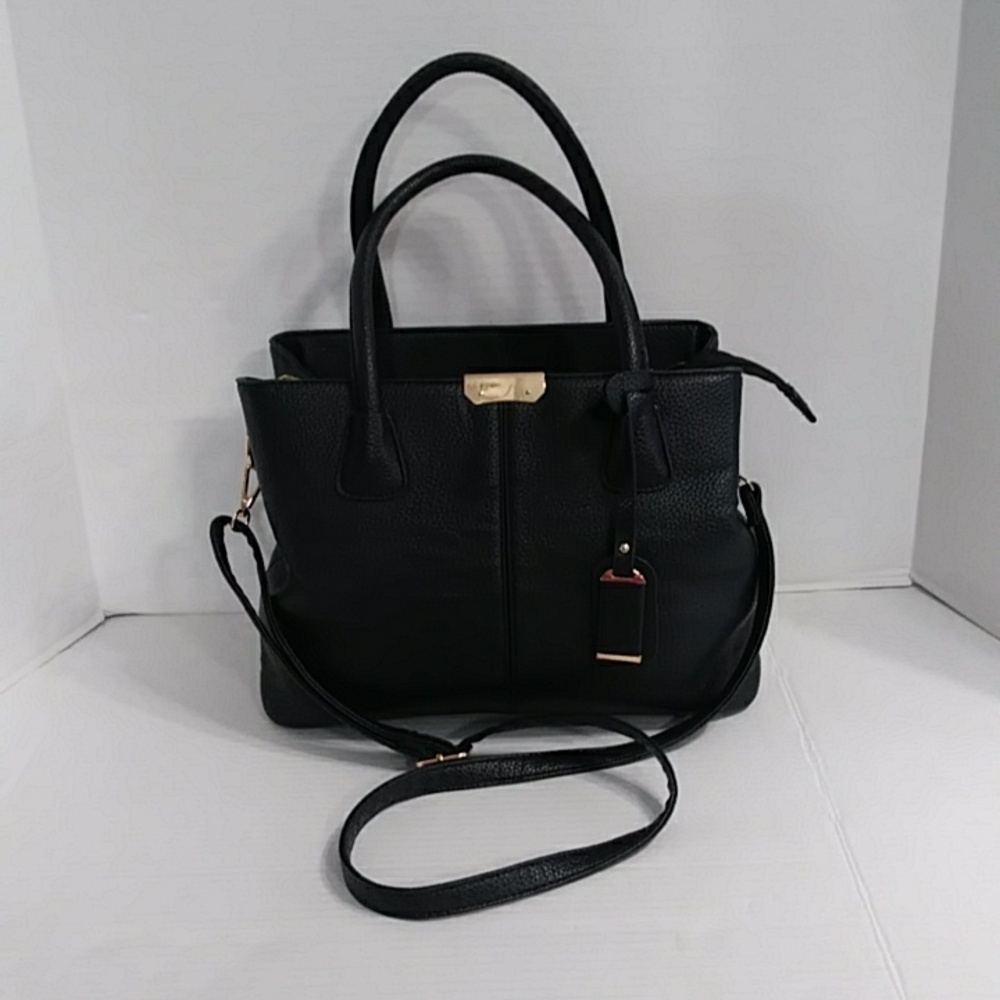 B & E Life Women's Elegant Black Faux Leather Handbag *EUC*